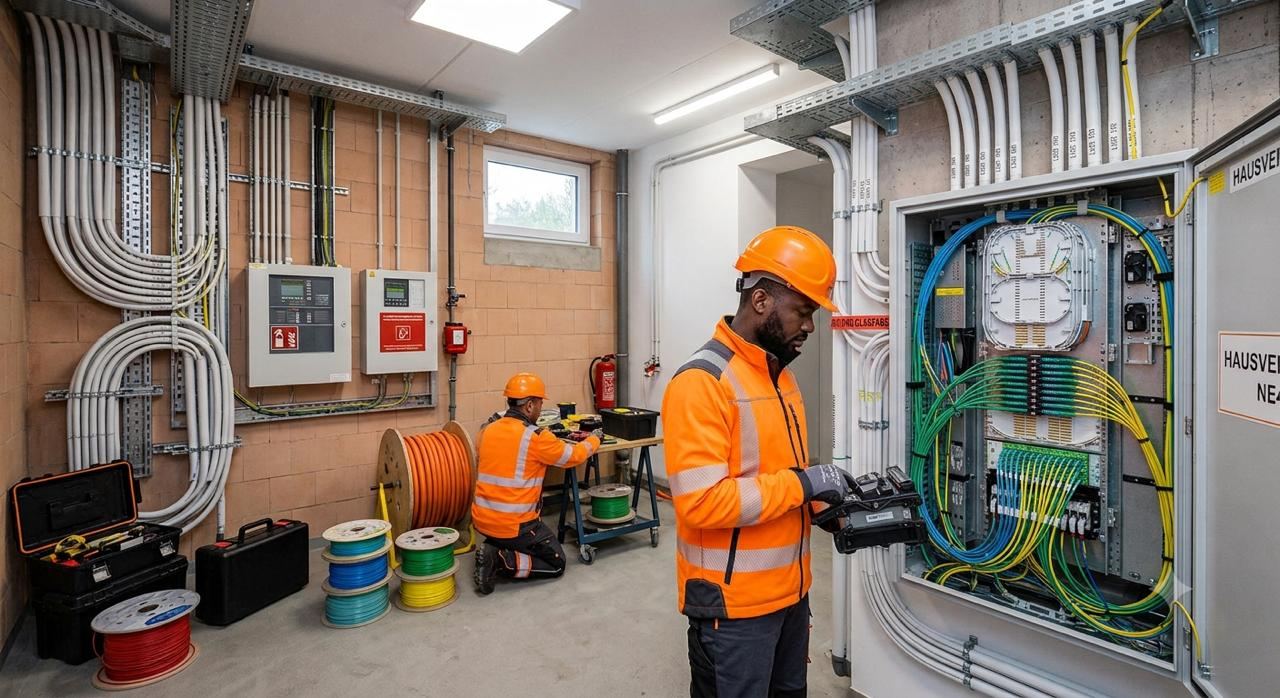 Glasfasertechnik im Hausverteiler